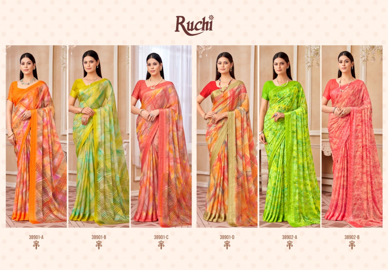 Cherry 42 By Ruchi Chiffon Daily Wear Sarees Suppliers In India